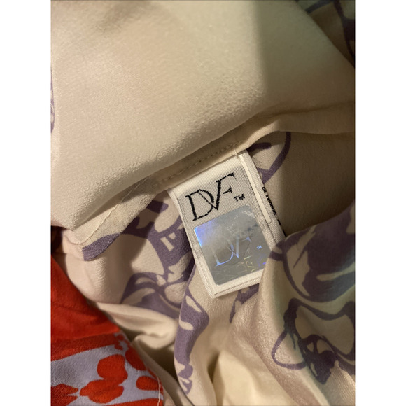 DVF Diane Von Furstenberg Silk Landy Blouson Blouse Top Floral Purple S - Picture 10 of 10